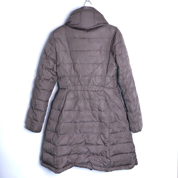 MONCLER Flamme Giubbotto Long Down Jacket Taupe Parka Stowable Hood Women's 3/L - Picture 3 of 16